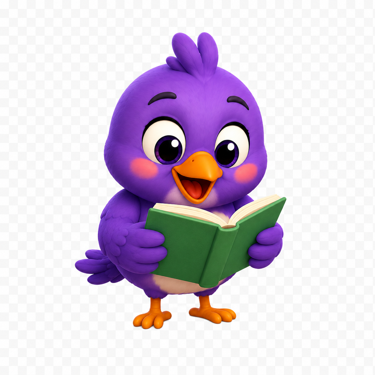 بلبل بنفش در حال کتاب خواندن